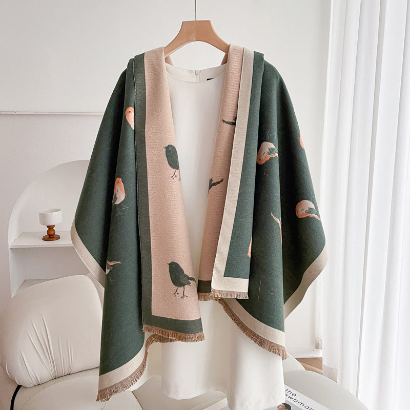 Warm Scarf Fashionable Outerwear Sweet Cute Double-sided Shawl