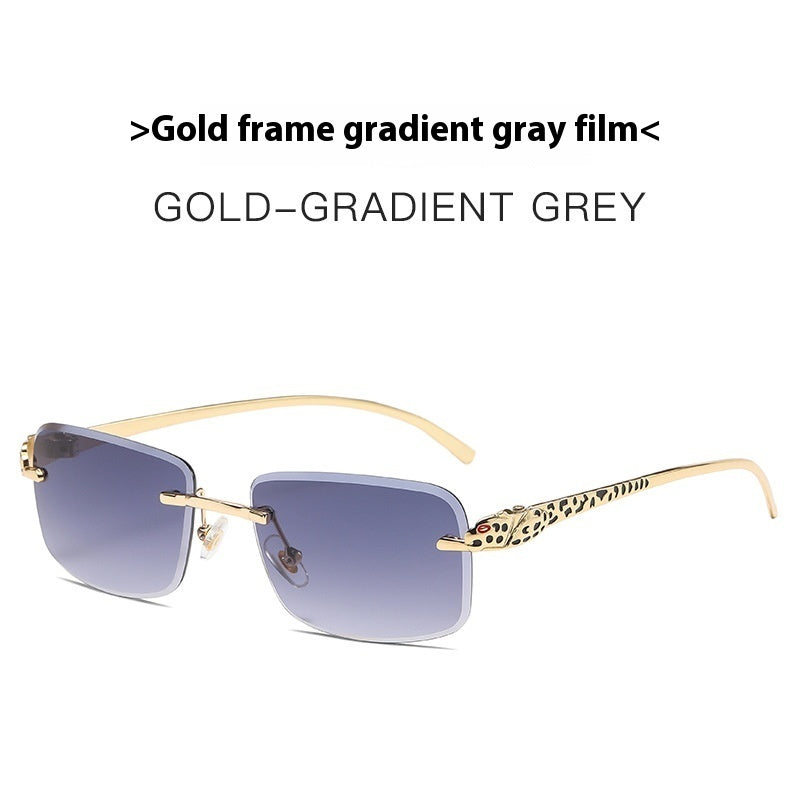 Women's Retro Cheetah Decorative Frameless Square Sunglasses