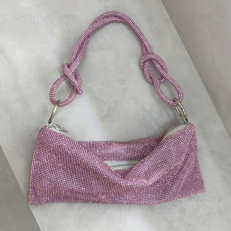 2mm New Women's Bag Rhinestone Bag With Diamonds One Shoulder Portable Diamond Underarm Bag