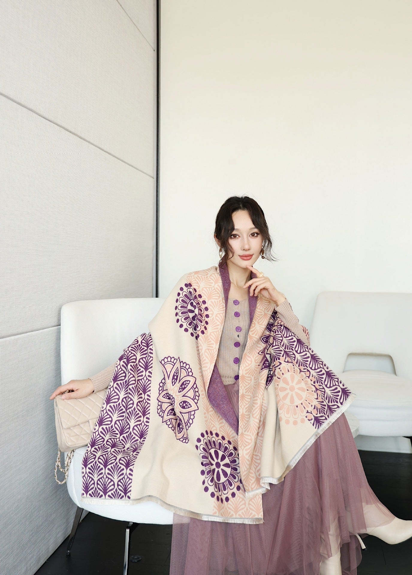 Autumn And Winter High Sense Office Shawl Dual-use Korean Style