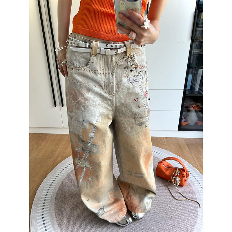 Women's Color Inkjet Printed Jeans