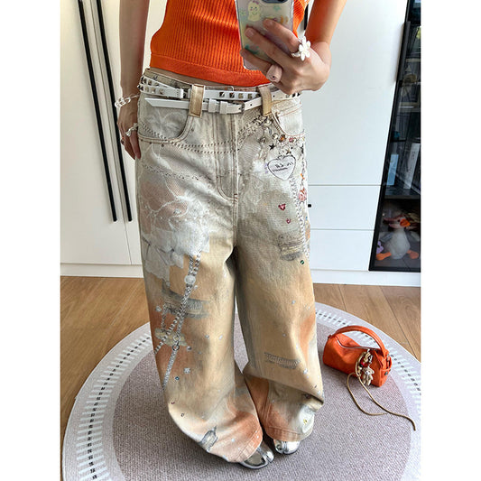 Women's Color Inkjet Printed Jeans