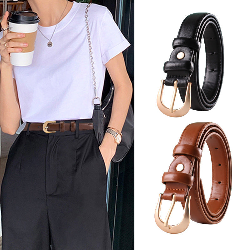Women's Belt Brown Belt Casual Simple All-matching Jeans  Ornament Pant Belt