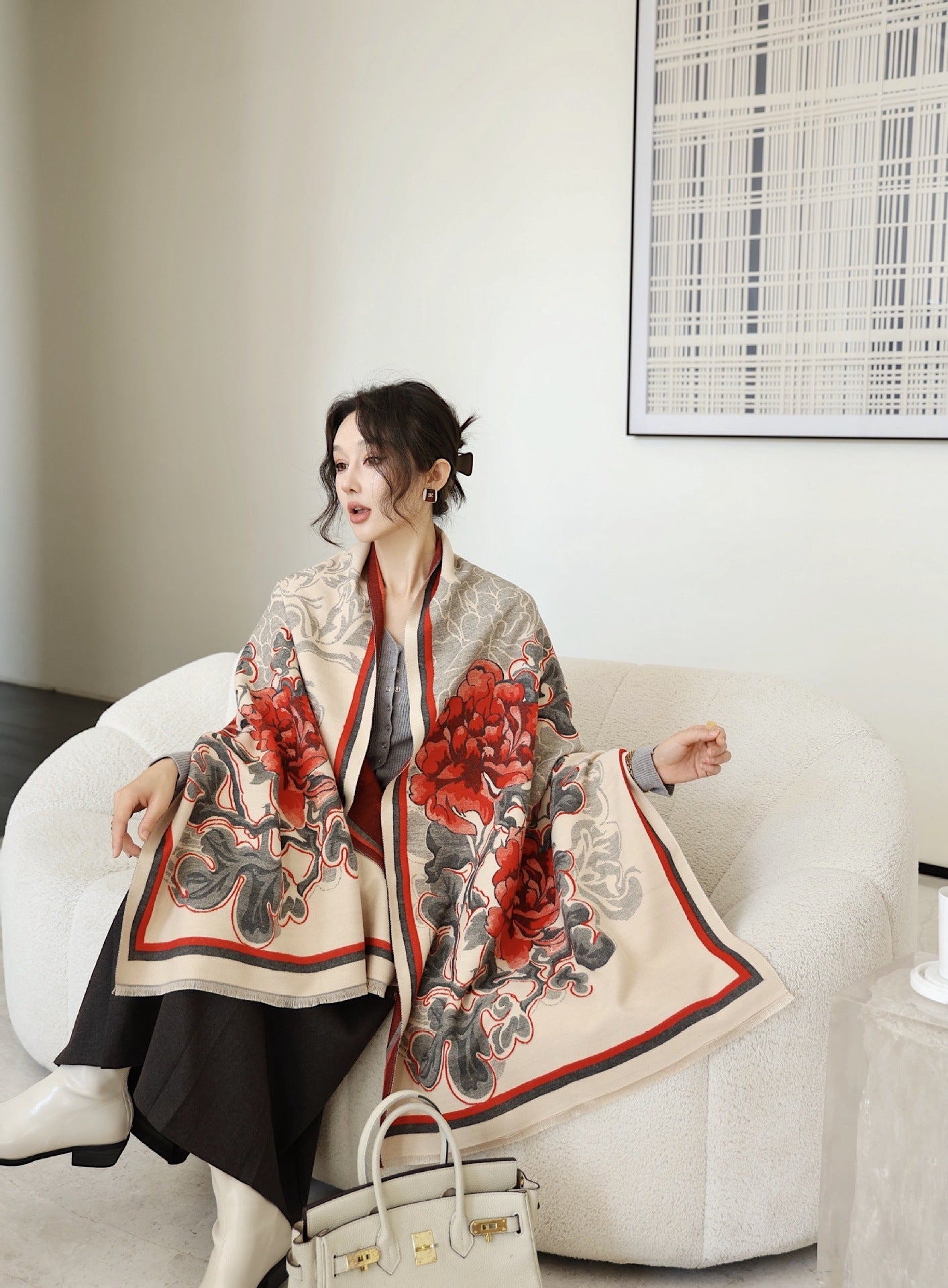 Autumn And Winter High Sense Office Shawl Dual-use Korean Style