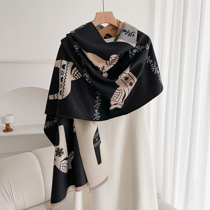 Warm Scarf Fashionable Outerwear Sweet Cute Double-sided Shawl