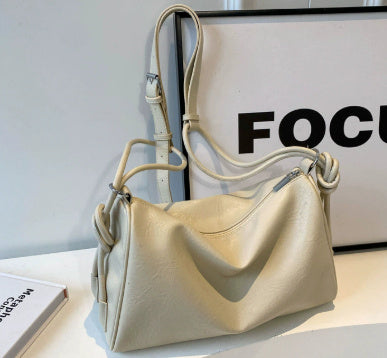 Simple Texture Hobo Fashion All-matching Large Crossbody Bag