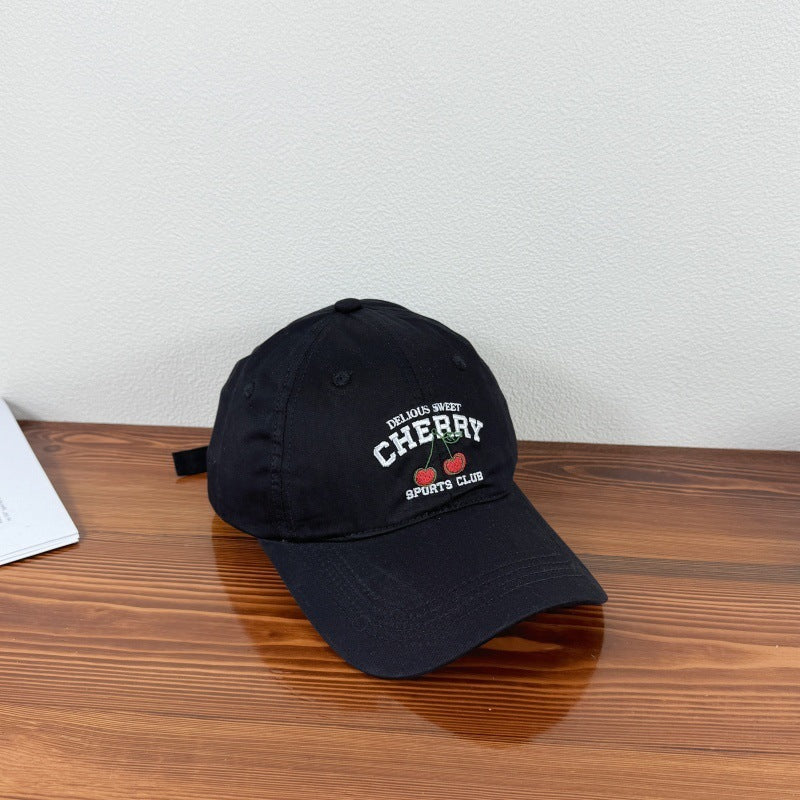 Cute Cartoon Embroidery Cherry Baseball Cap For Women