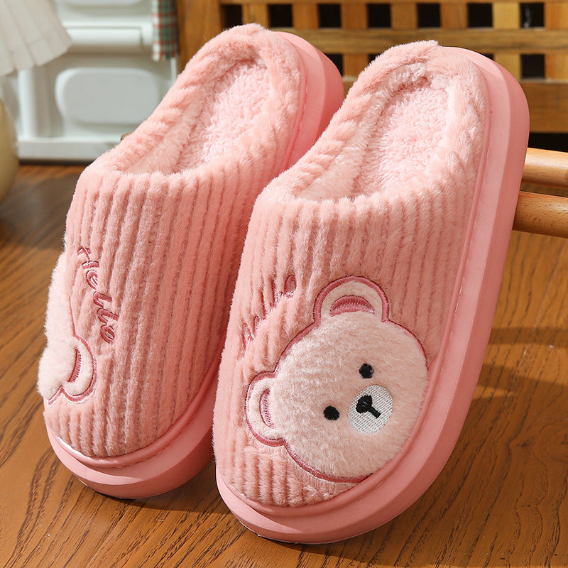 EVA Thick-soled Cotton Slippers Cartoon Bear Plush Cotton Slippers