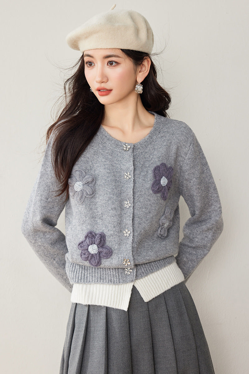 Casual Flower Design Cardigan