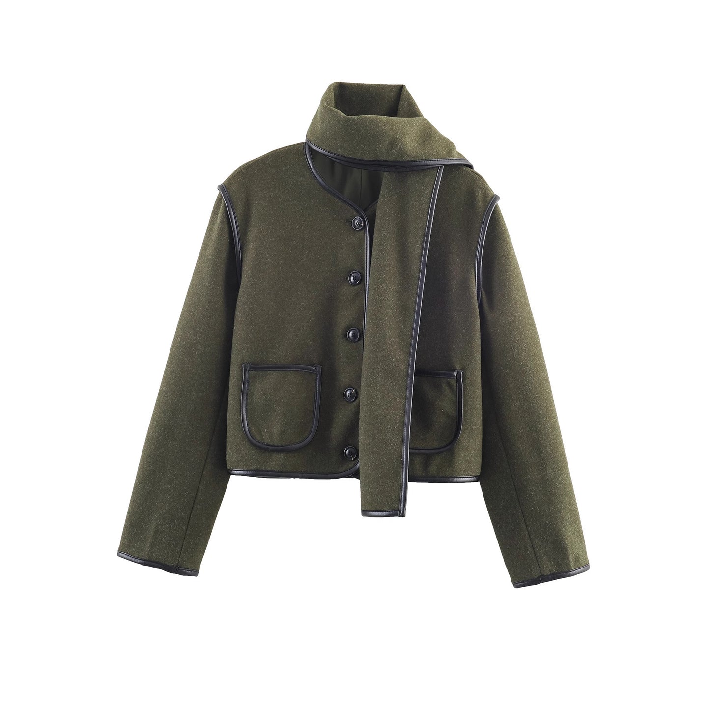 Round Neck With Long Scarf Jacket