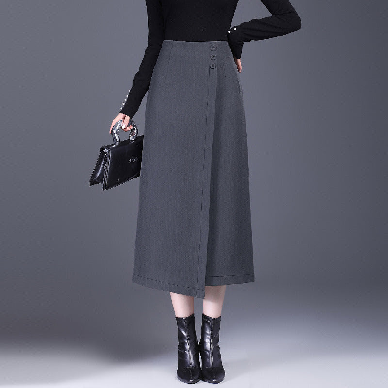 Draping Irregular Straight Women's Split Sheath Skirt
