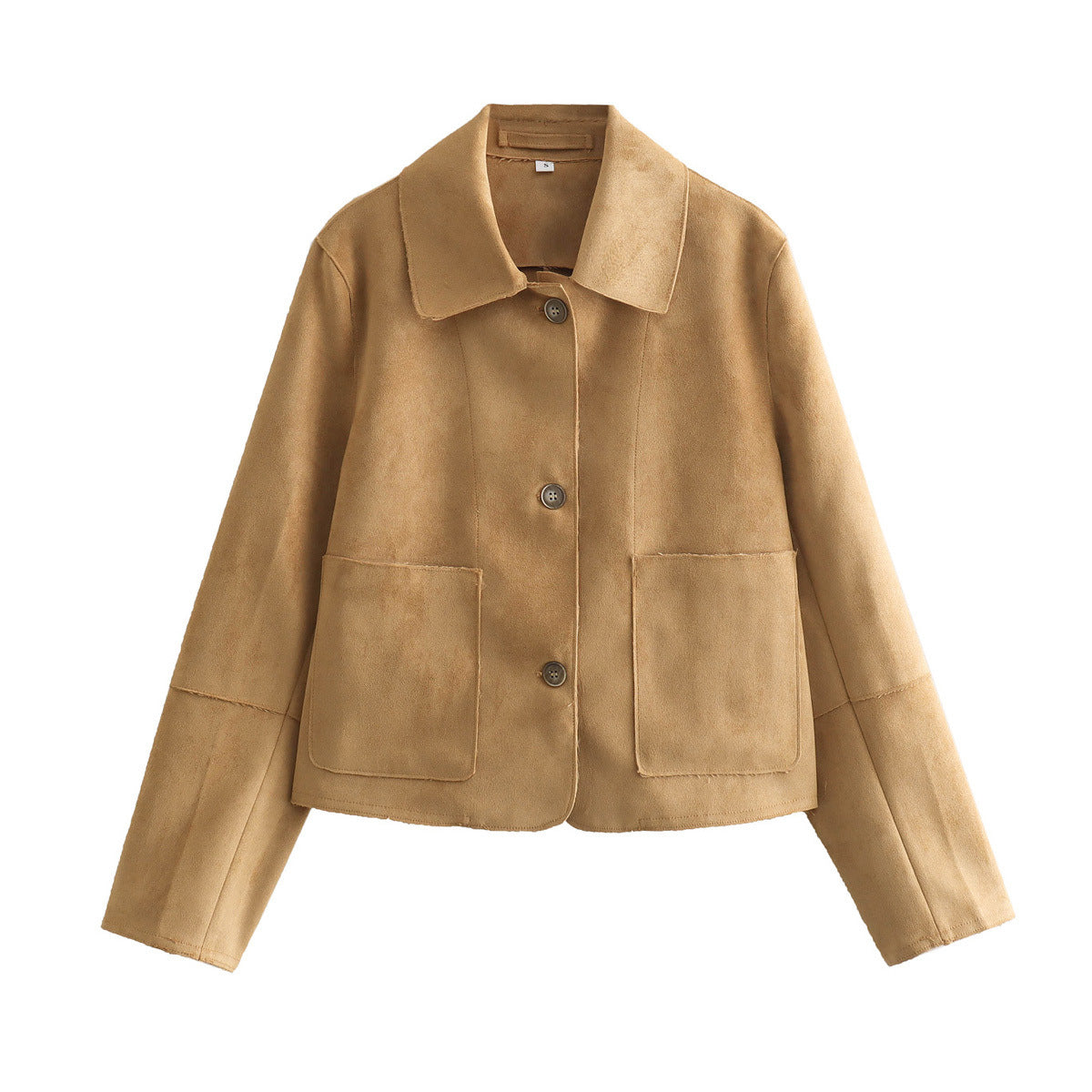 Chic Suede Elegance Dual Pocket Jacket
