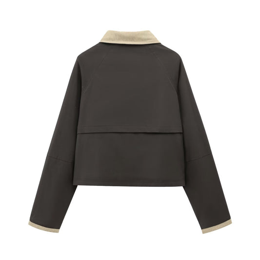 Chic Contrast  Color Block Lapel Jacket