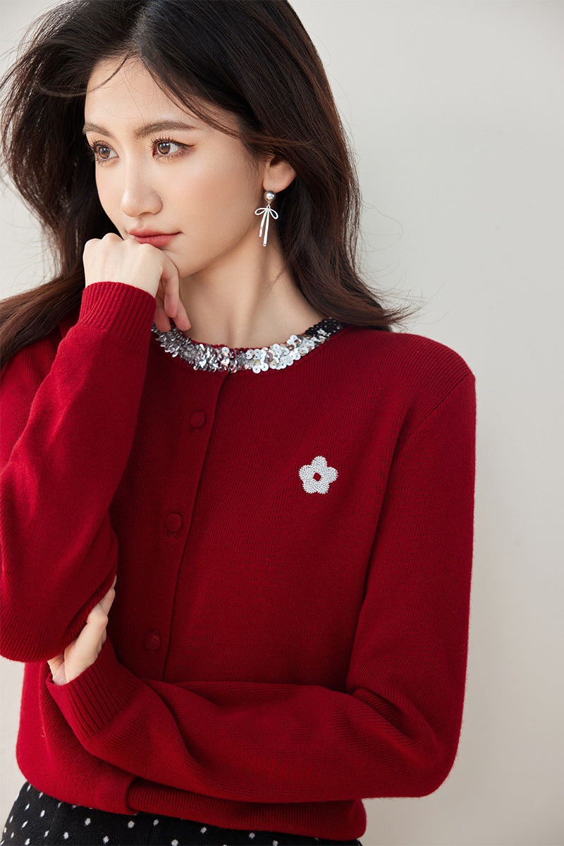 Embroidered Floral Knit Cardigan