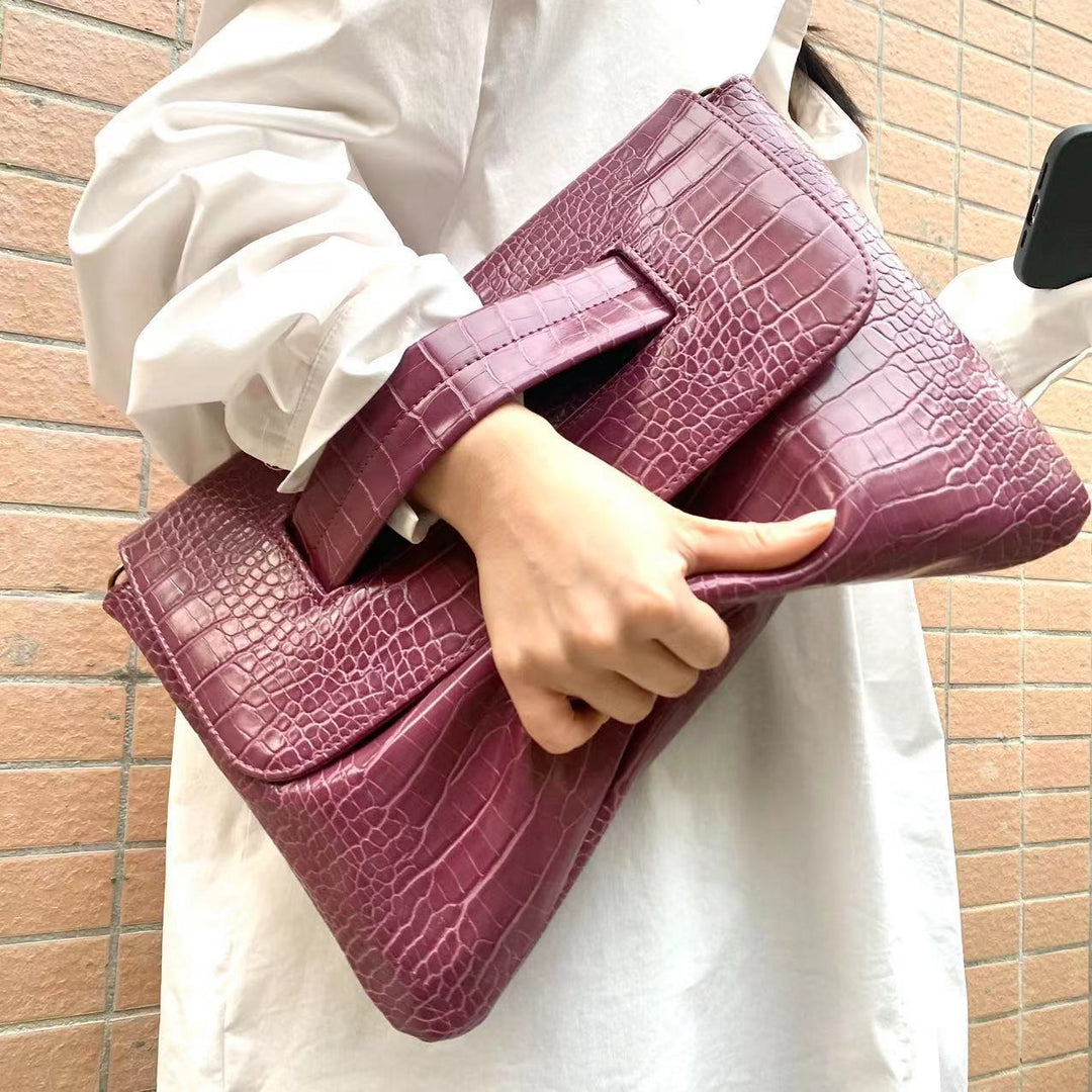 Chic Croc Texture Clutch Bag