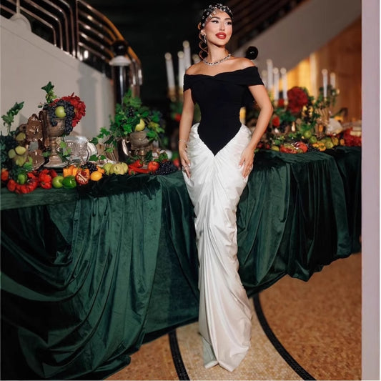 Elegant low shoulder pleated bodycon dress