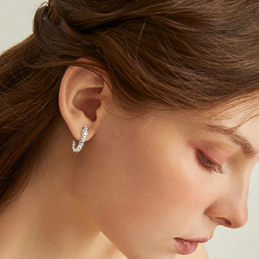 Sterling Silver Moissanite C-Hoops