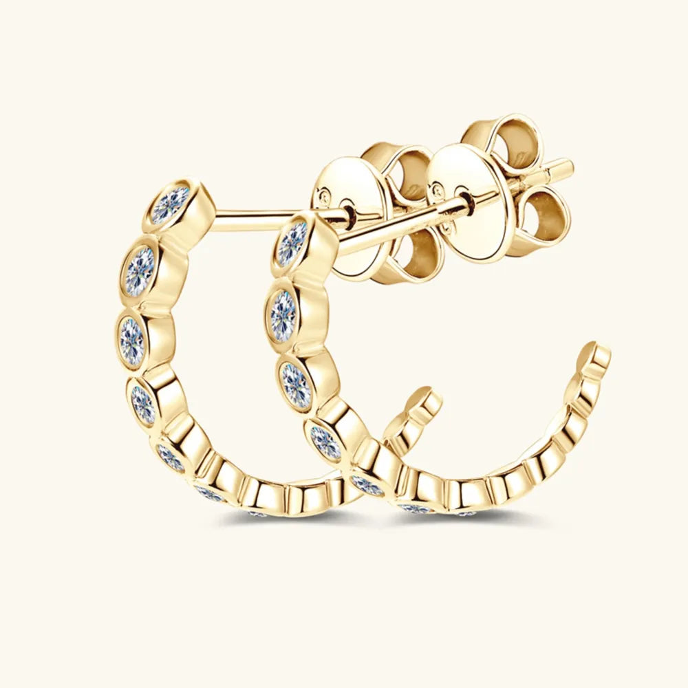 Sterling Silver Moissanite C-Hoops