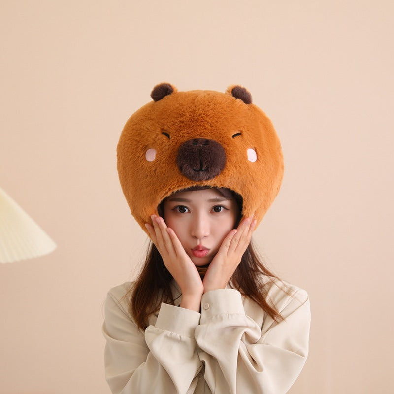 Cute Capybara Head Cover Hat Cartoon Photography Performance Props