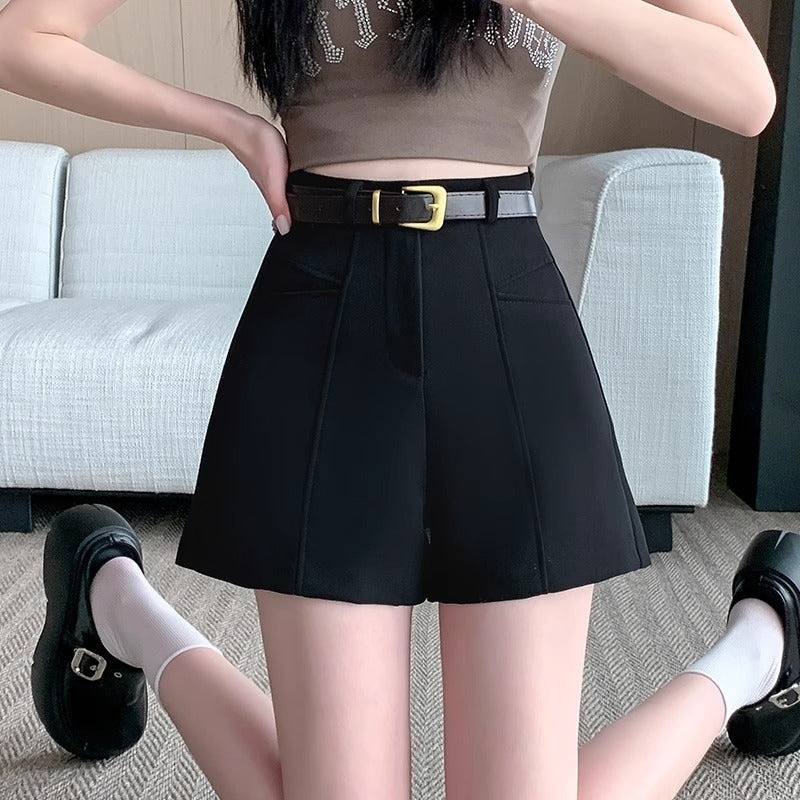 Fashionable Elegant Slimming High Waist Black Casual Shorts