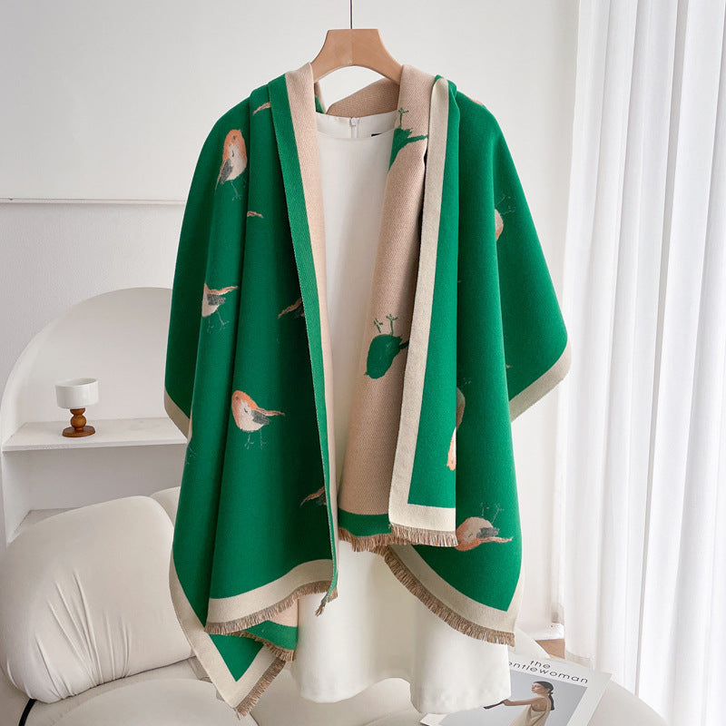 Warm Scarf Fashionable Outerwear Sweet Cute Double-sided Shawl