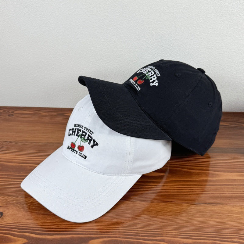 Cute Cartoon Embroidery Cherry Baseball Cap For Women