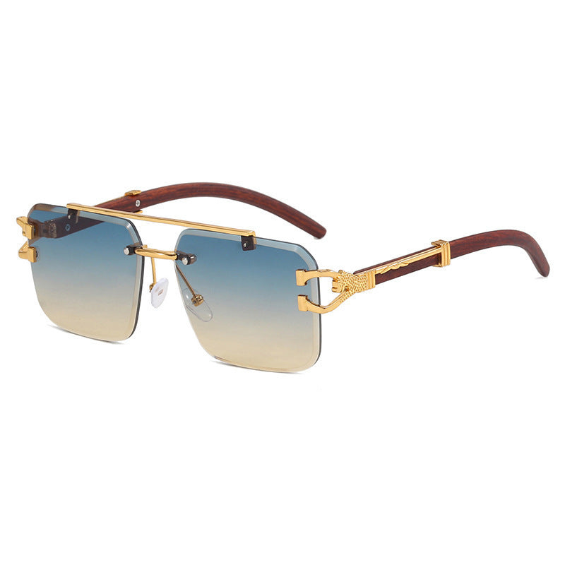 Double Beam Sunglasses Frameless Trimming Square