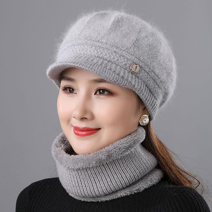 Rabbit Fur Knitted Woolen Cap Women's Autumn Versatile Winter Warm Beanie Hat