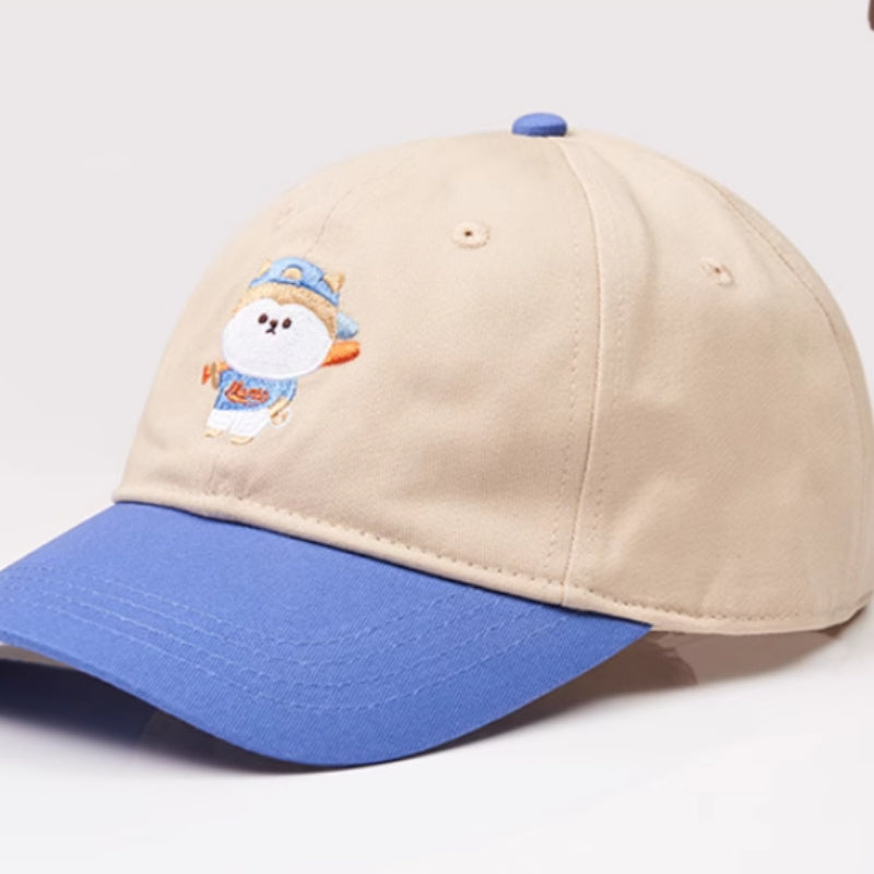 Cartoon Embroidery Big Head Circumference Color Matching Sun-proof Peaked Cap