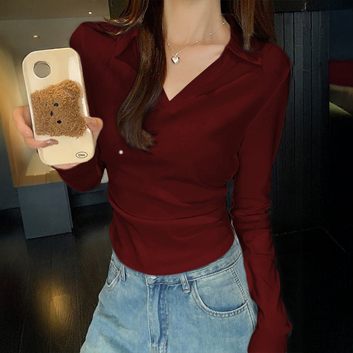 Women's Long Sleeve V-neck Shirt Women's Clothing