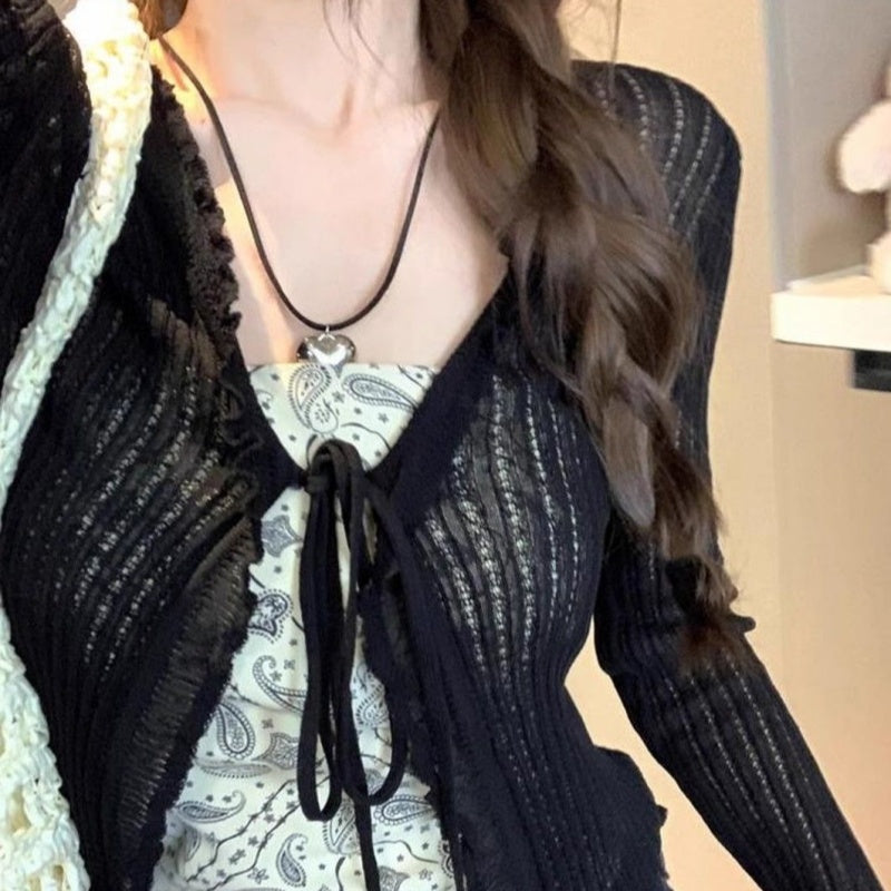 Design Sense Knotted Short Blouse Sweet Style Top