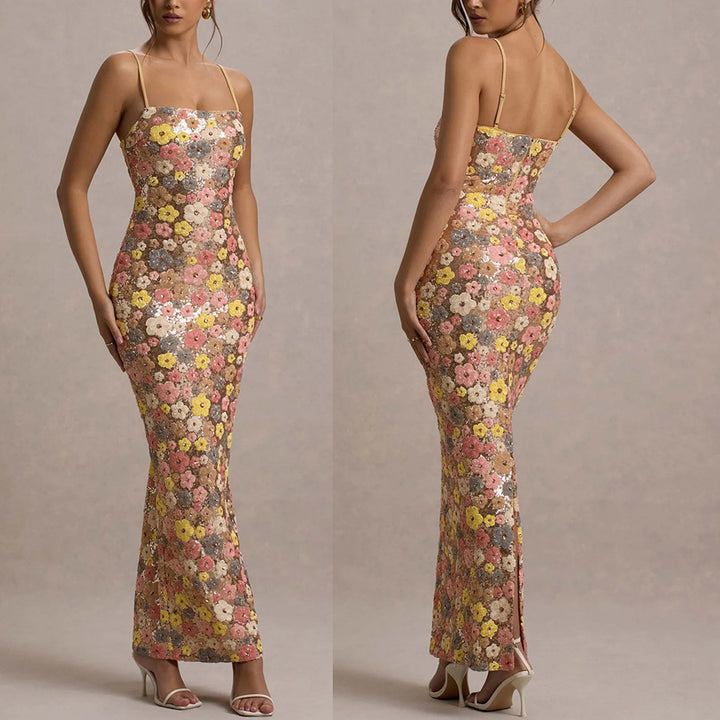 Fitted Long Sequin Party Dress