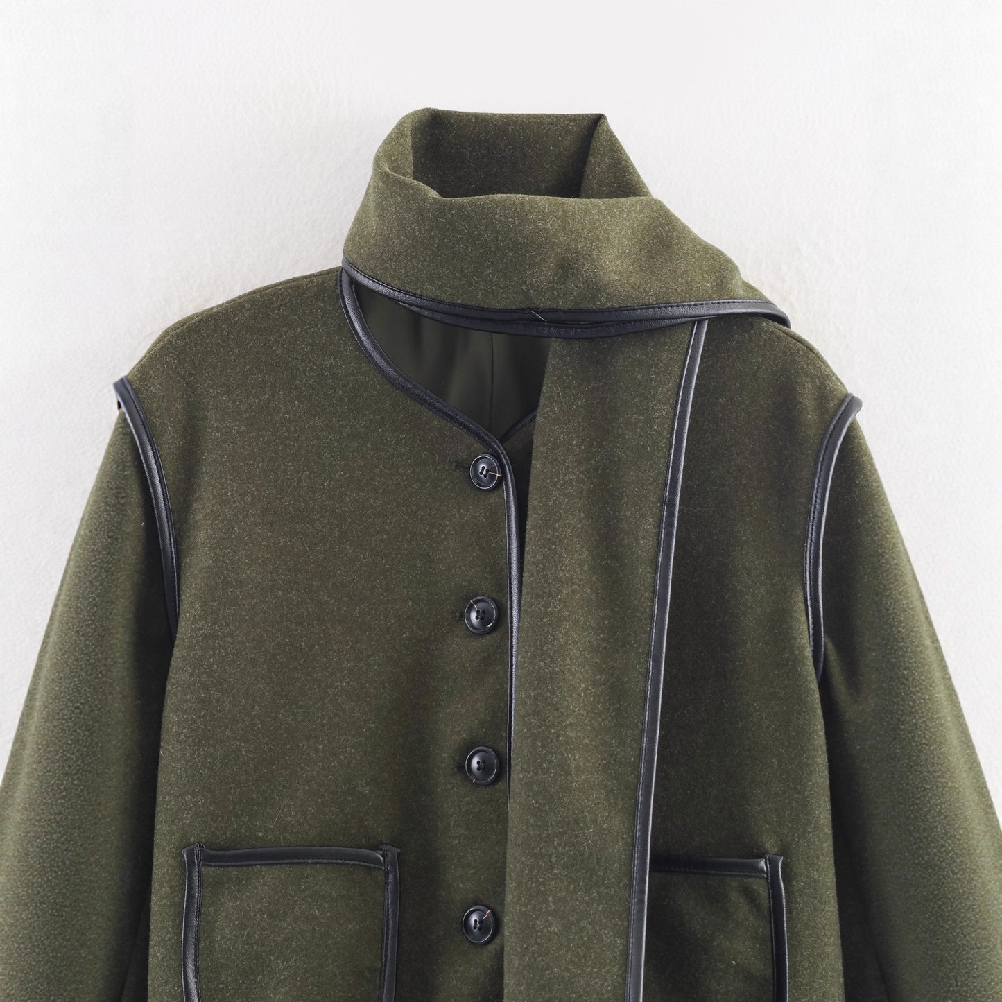 Round Neck With Long Scarf Jacket