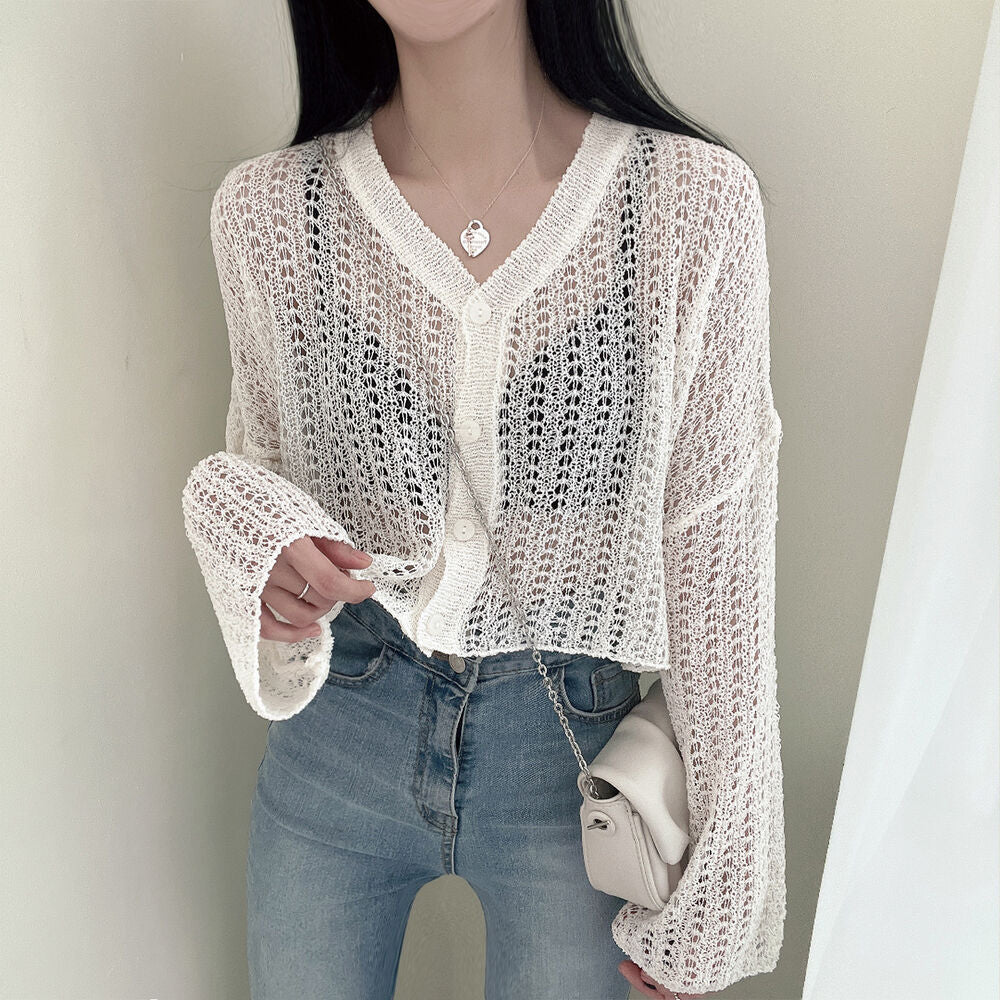 Thin Long Sleeve Cable-knit Sweater Women