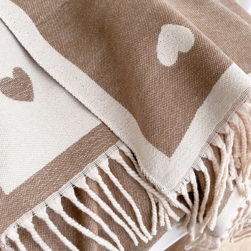 Warm Scarf Fashionable Outerwear Sweet Cute Double-sided Shawl