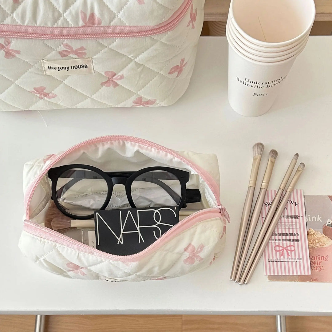 Cute Bow Flower Makeup Bag