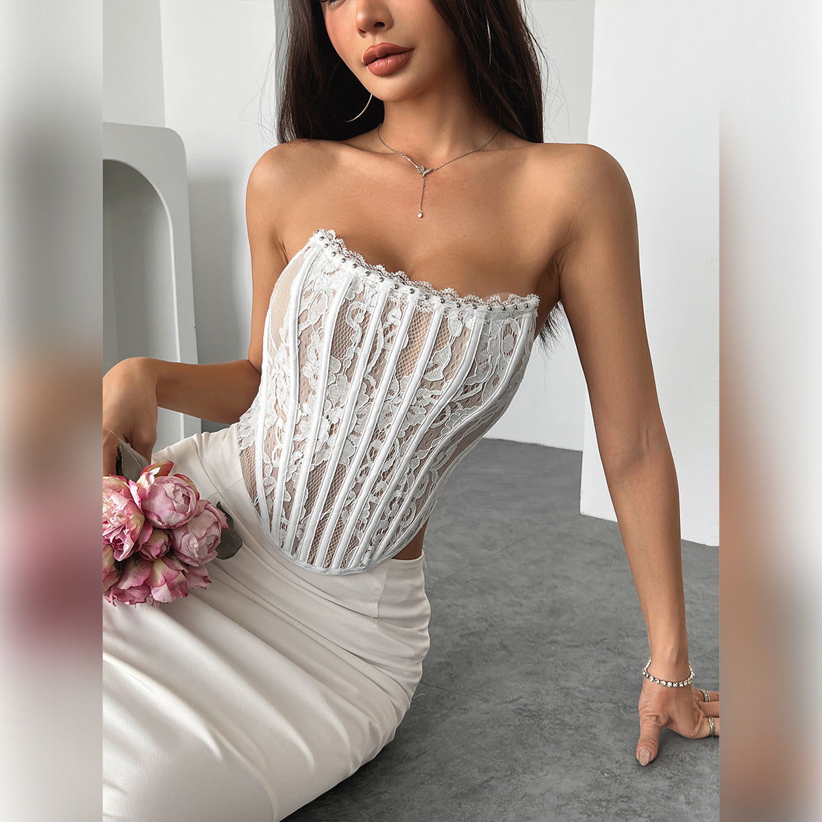 Floral Lace Wrap Top