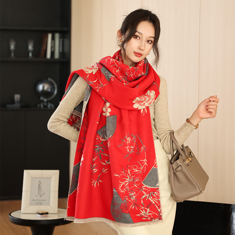 Age-reducing Yellow Cashmere-like Thick Warm Scarf