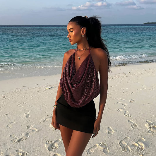 Backless Lace-Up Top