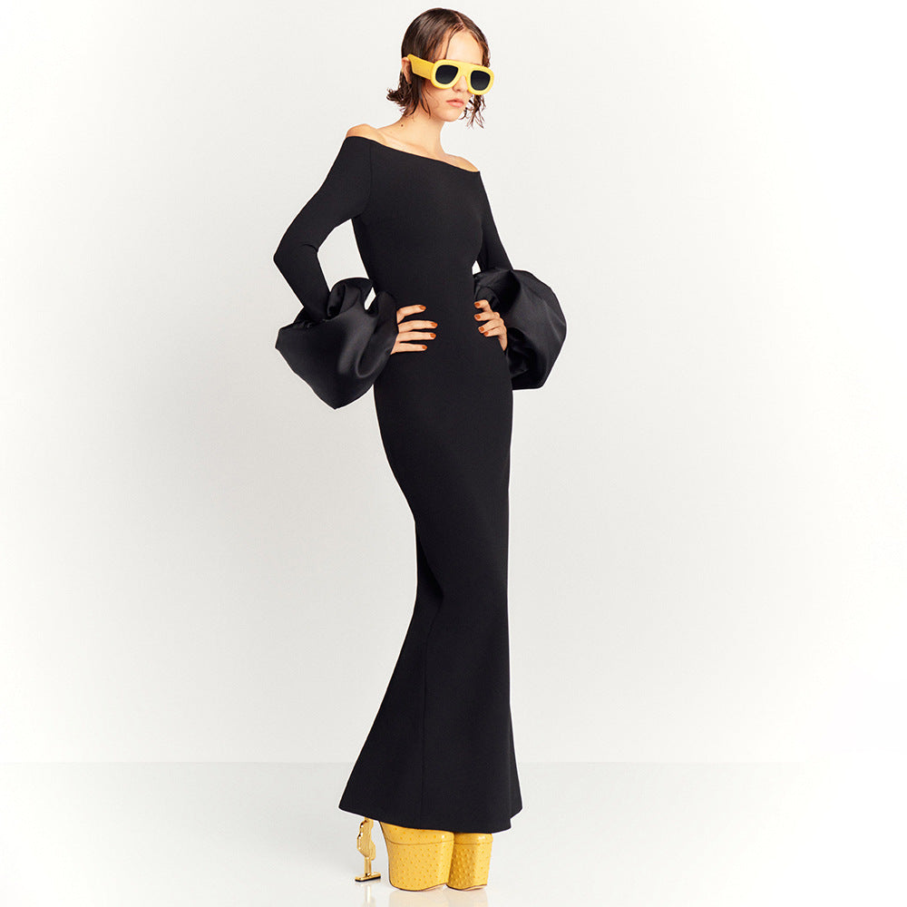 Elegant Lantern Sleeve Dress