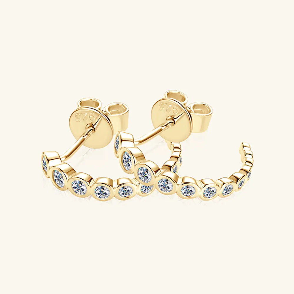 Sterling Silver Moissanite C-Hoops