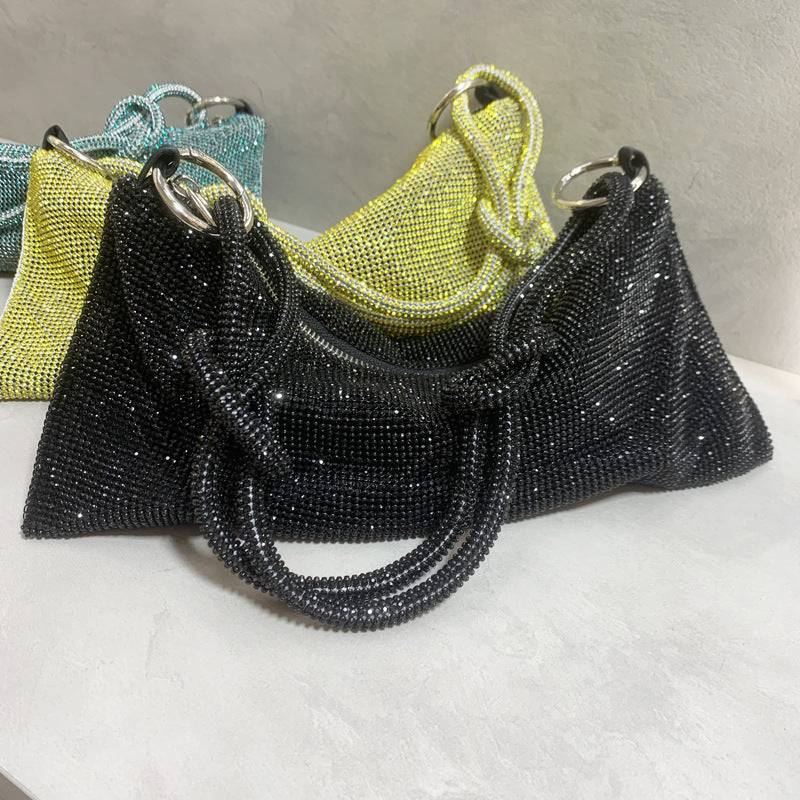 2mm New Women's Bag Rhinestone Bag With Diamonds One Shoulder Portable Diamond Underarm Bag