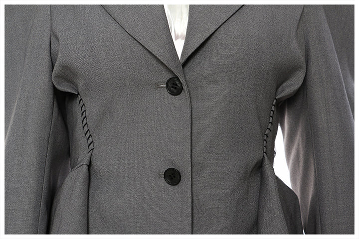 Women's Backless Lotus Leaf Hem Suit Waist Slim Coat Suit Top