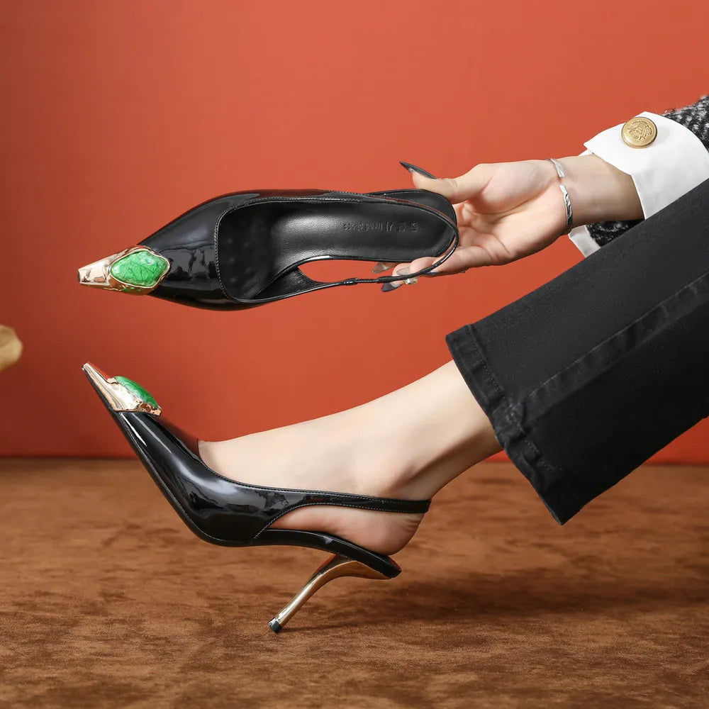 Point Toe Stiletto Slingback Pumps