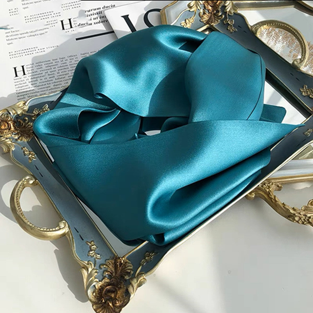 Fashion Women's Monochrome Double-layer Ribbon Scarf