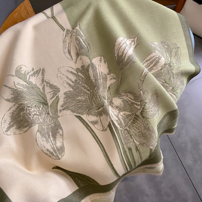 Cape Printing Pattern Tassel Air-conditioned Room Cape Blanket Autumn And Winter