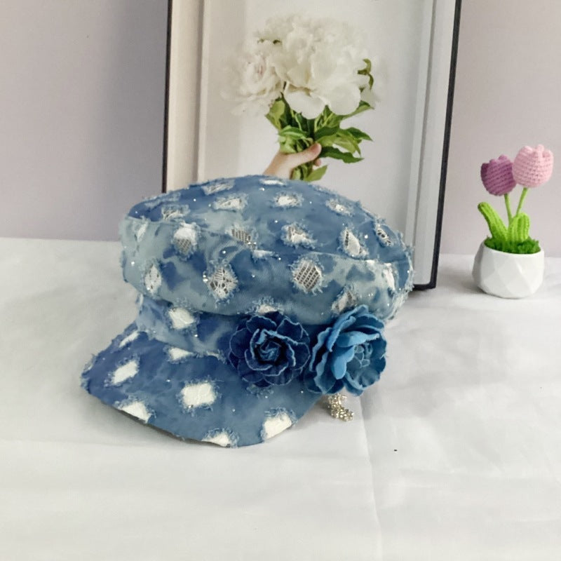 Octagonal Cap Hole Denim Hat