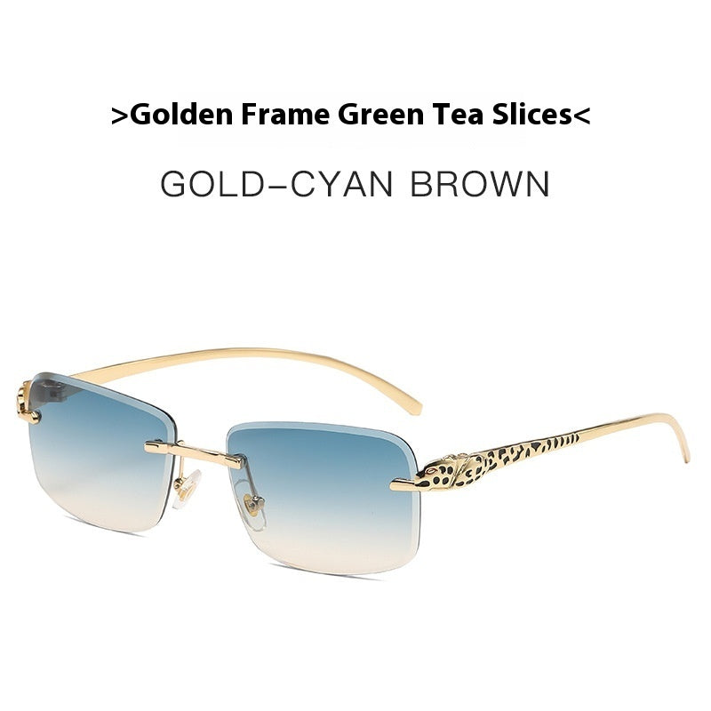 Women's Retro Cheetah Decorative Frameless Square Sunglasses