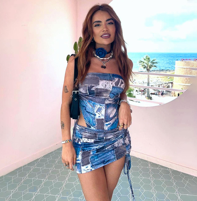 Tube top skirt European and American women summer sexy top shirring hip skirt suit