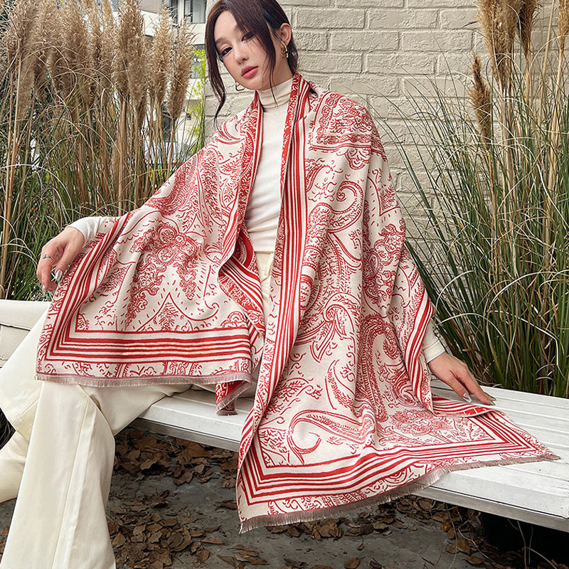 Female Versatile Fashion Thickened Warm Cashmere Scarf